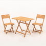 Hanah Home Conjunto de mesa y sillas de jardín My003A de 3 piezas en madera de haya